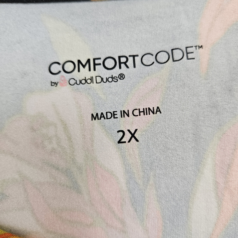 Cuddl Duds Printed Jersey Knit Tiered T Shirt Dress Black Floral 2X Knee Length - Picture 5 of 8